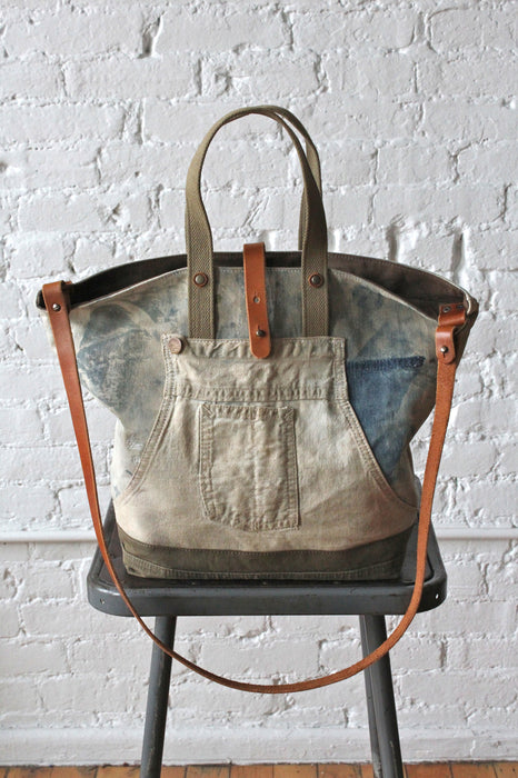 1930's era Denim Work Apron and Military Canvas Carryall
