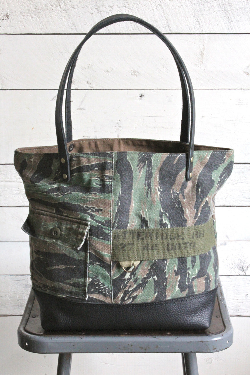 1950's era Camp Camo & Leather Carryall