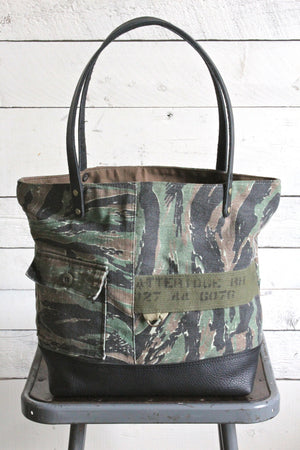 1950's era Camp Camo & Leather Carryall