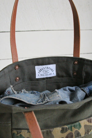 WWII era Canvas & Camo Pocket Tote Bag