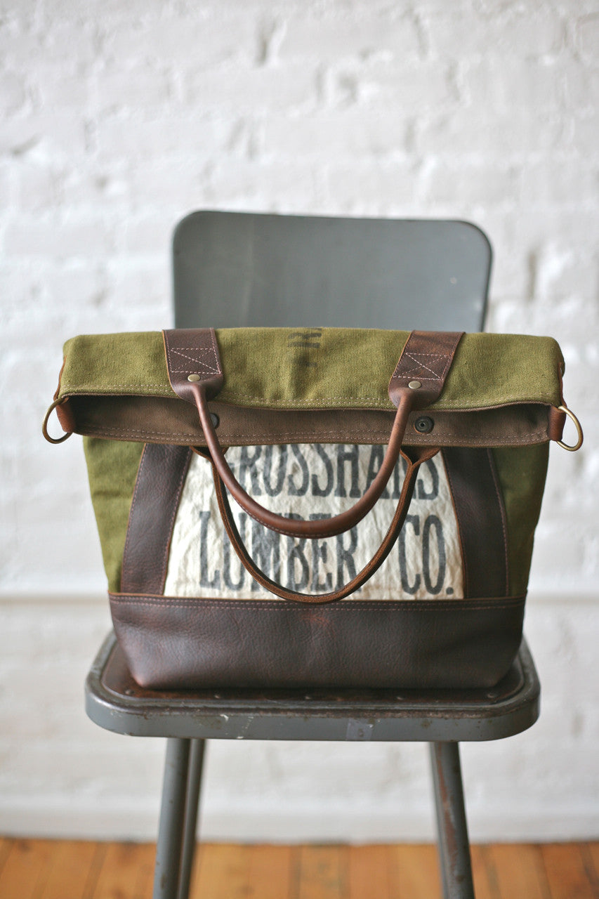 1940s era Canvas & Leather Carryall