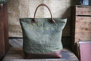 WWII era Canvas and Leather Carryall - SOLD