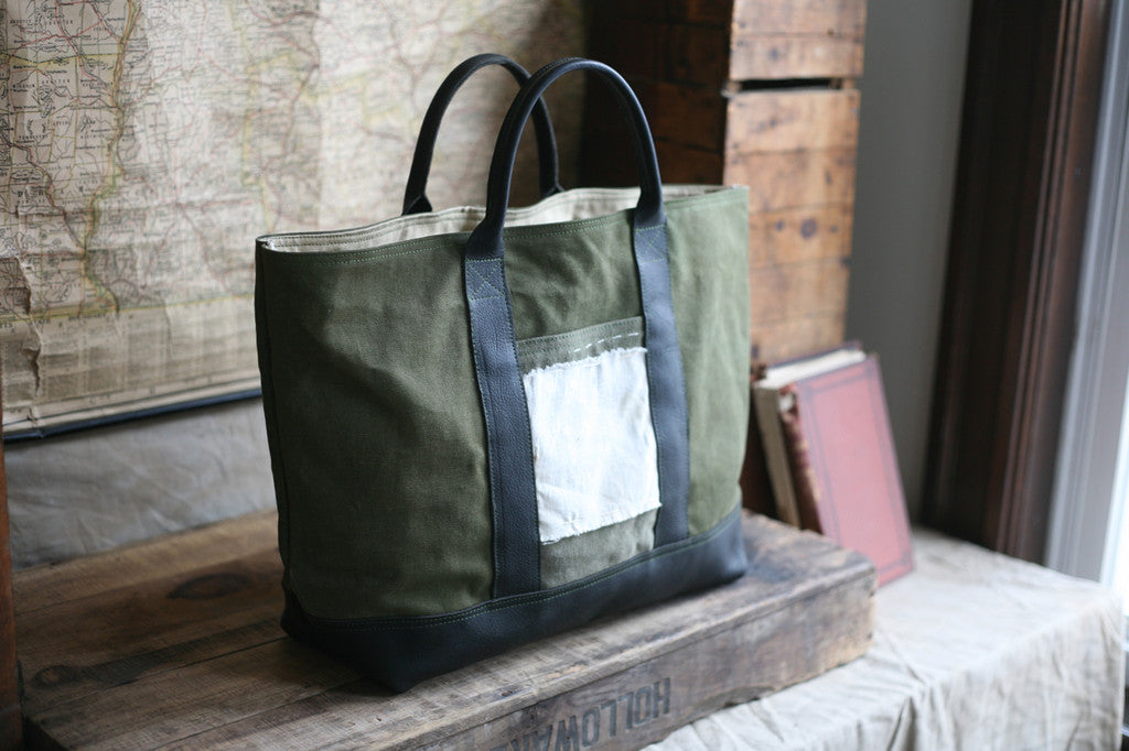 WWII era Canvas and Leather Carryall - SOLD