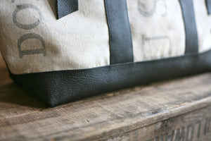 Leather Bottomed 1950's era Canvas Weekend Bag - SOLD
