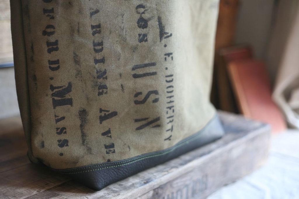 WWII era Canvas and Leather Carryall - SOLD