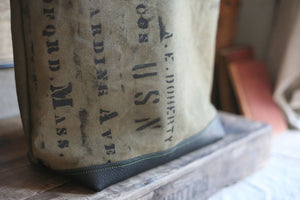 WWII era Canvas and Leather Carryall - SOLD