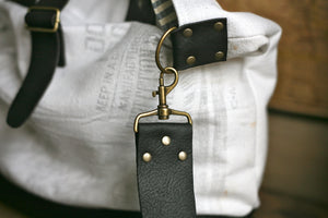 1940's era Cotton & Leather Carryall - SOLD