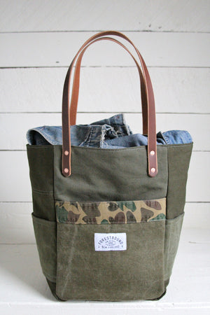 WWII era Canvas & Camo Pocket Tote Bag