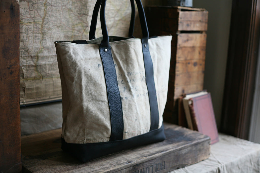WWII era Canvas and Leather Carryall - SOLD