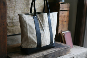 WWII era Canvas and Leather Carryall - SOLD