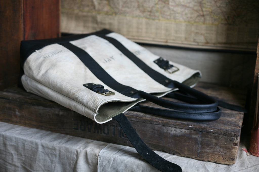 WWII era Canvas and Leather Carryall - SOLD