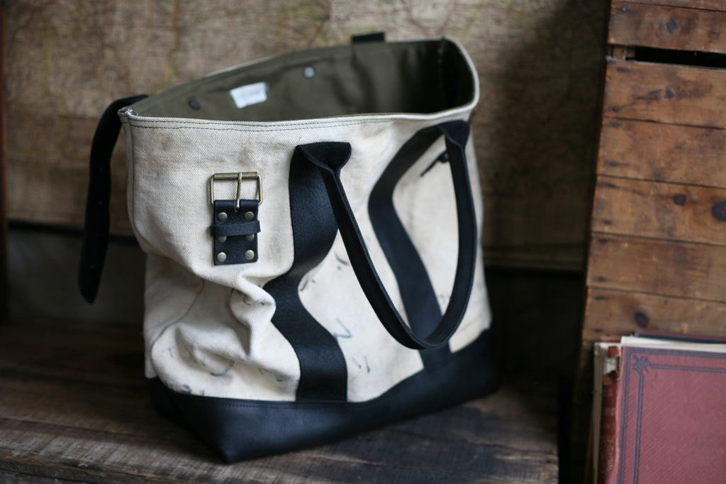 WWII era Canvas and Leather Carryall - SOLD