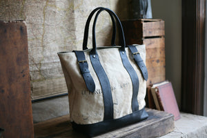 WWII era Canvas and Leather Carryall - SOLD