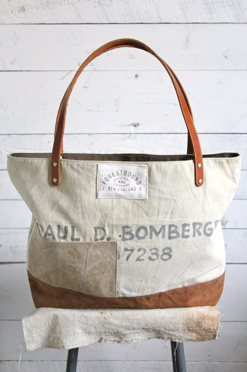WWII era Patched Canvas Tote Bag