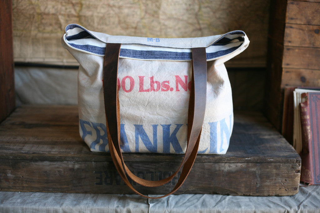 1950's era Farm Feedsack Tote Bag - SOLD