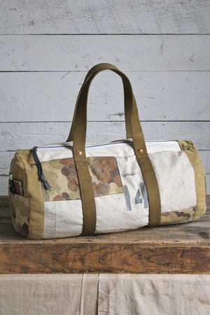 1940's era Canvas & Camo Duffle Bag
