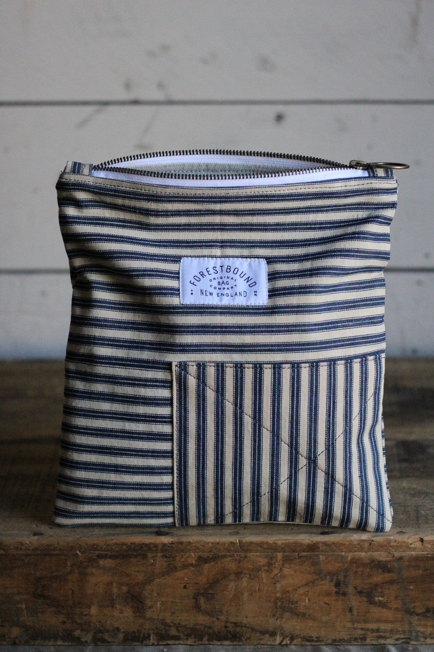 1940's era Ticking Fabric Utility Pouch
