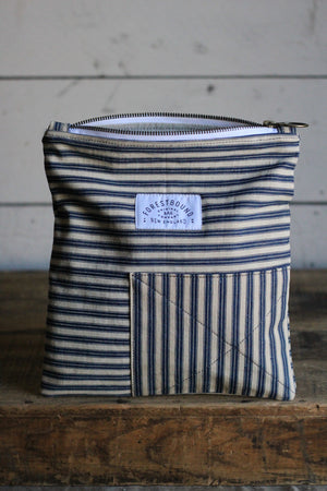 1940's era Ticking Fabric Utility Pouch