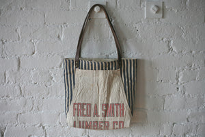 1950's era Ticking Fabric & Work Apron Tote Bag
