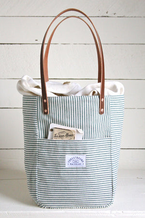 1940's era Ticking Fabric Pocket Tote