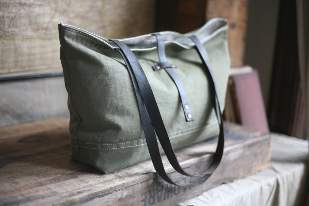 WWII era Canvas Carryall w/ 1920's era Blacksmith Leather Straps - SOLD