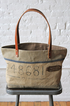 WWII era Canvas Carryall w/ early 1900's Brass Tag
