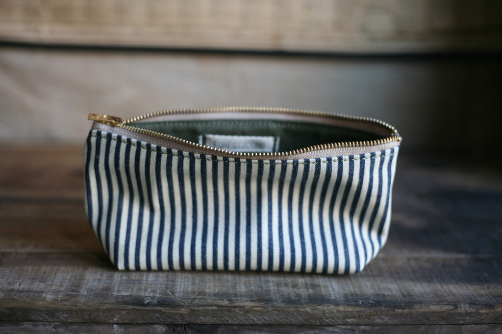 1940's era Ticking Fabric Utility Pouch - SOLD