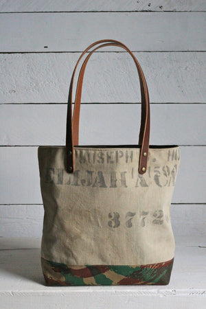 WWII era Canvas & Lizard Camo Tote Bag