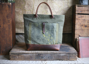 WWII era Canvas and Leather Carryall - SOLD