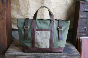 WWII era Canvas and Leather Carryall - SOLD