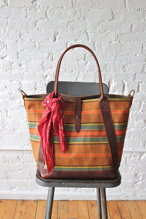 1940's era Striped Canvas Weekend Bag