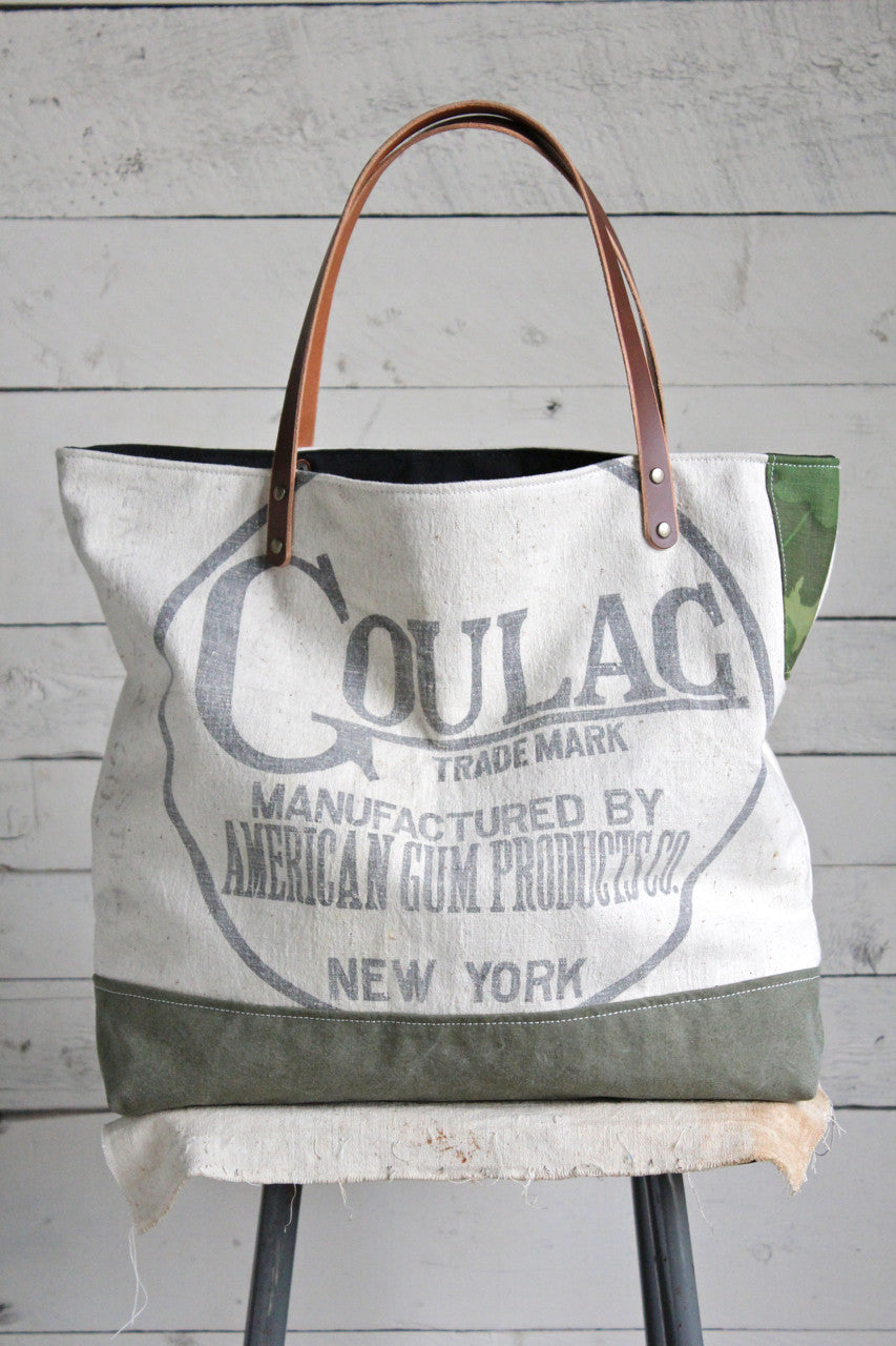 1940's era Patched Feed Sack Tote Bag