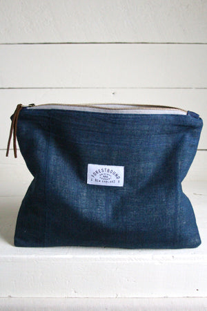 Extra Large Early 1900's Indigo Dyed Hemp Utility Pouch