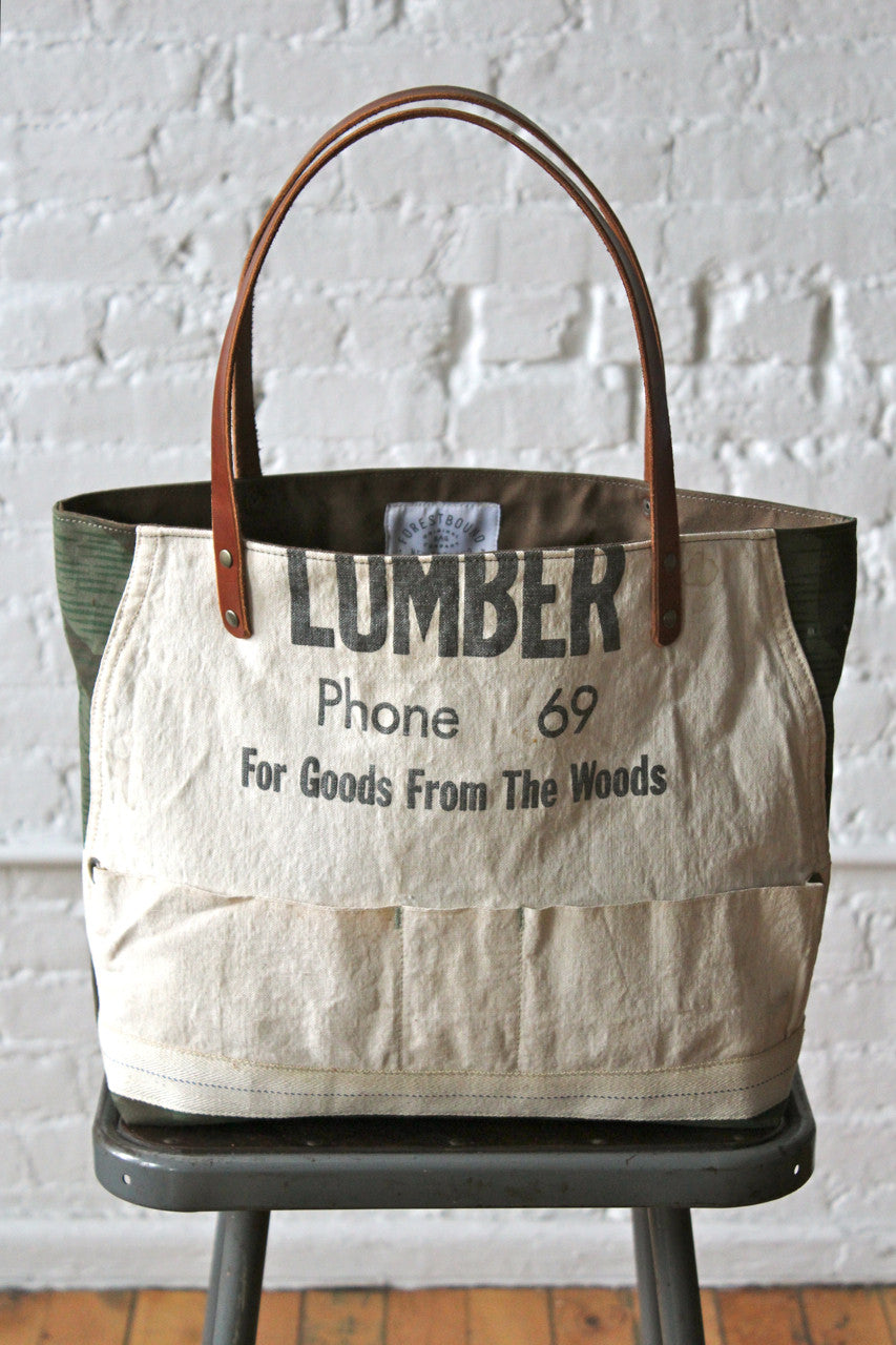 WWII era Camo & Lumber Apron Tote Bag