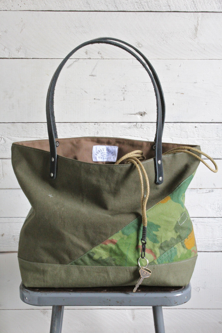 WWII era Pieced Canvas Tote Bag