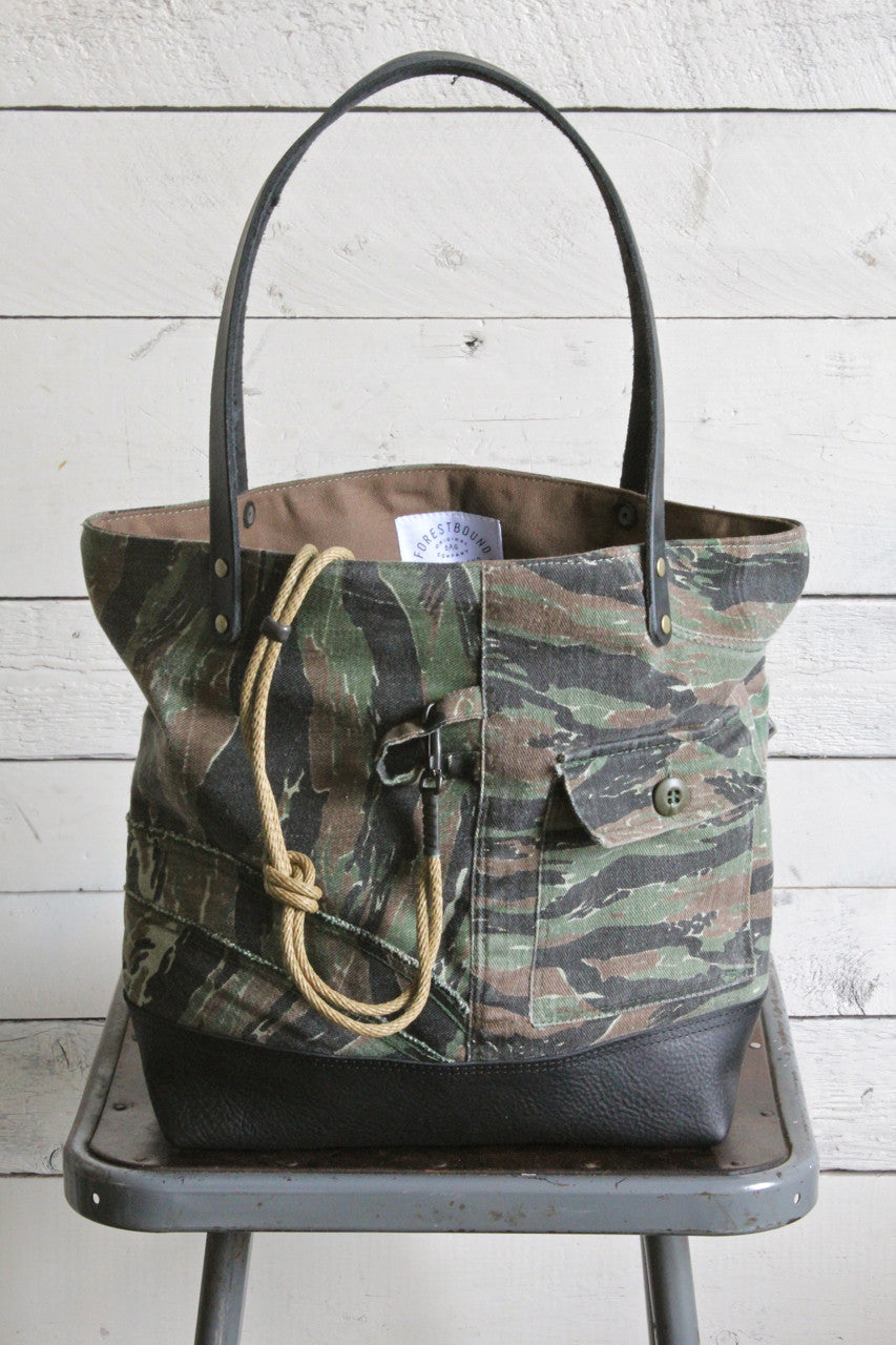 1950's era Camp Camo & Leather Carryall