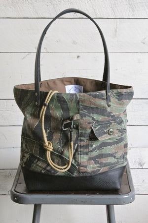 1950's era Camp Camo & Leather Carryall