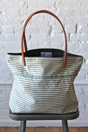 1940's era Ticking Fabric Tote Bag