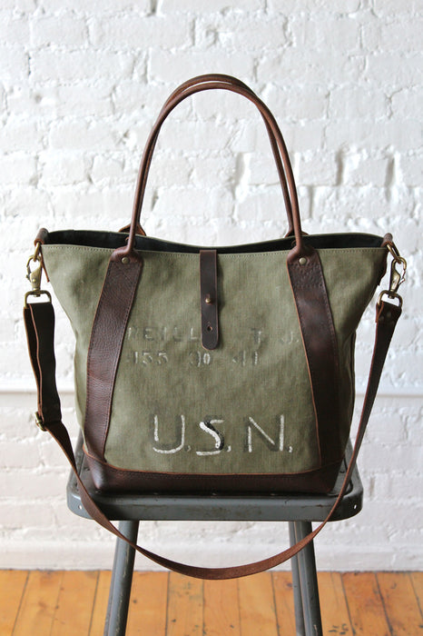 WWII era US Navy Hand Painted Canvas Weekender