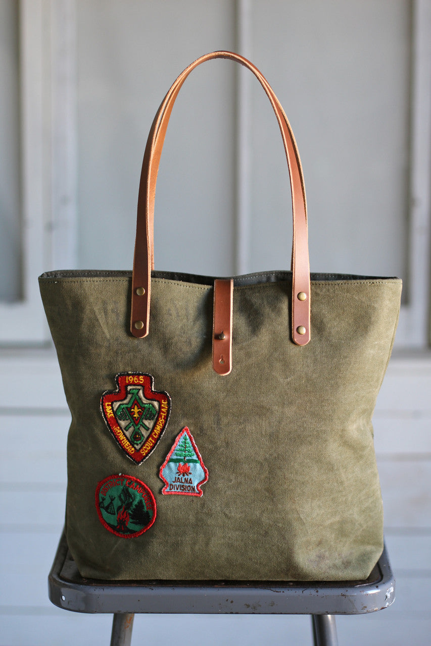 WWII era Canvas Tote Bag w/ Patches