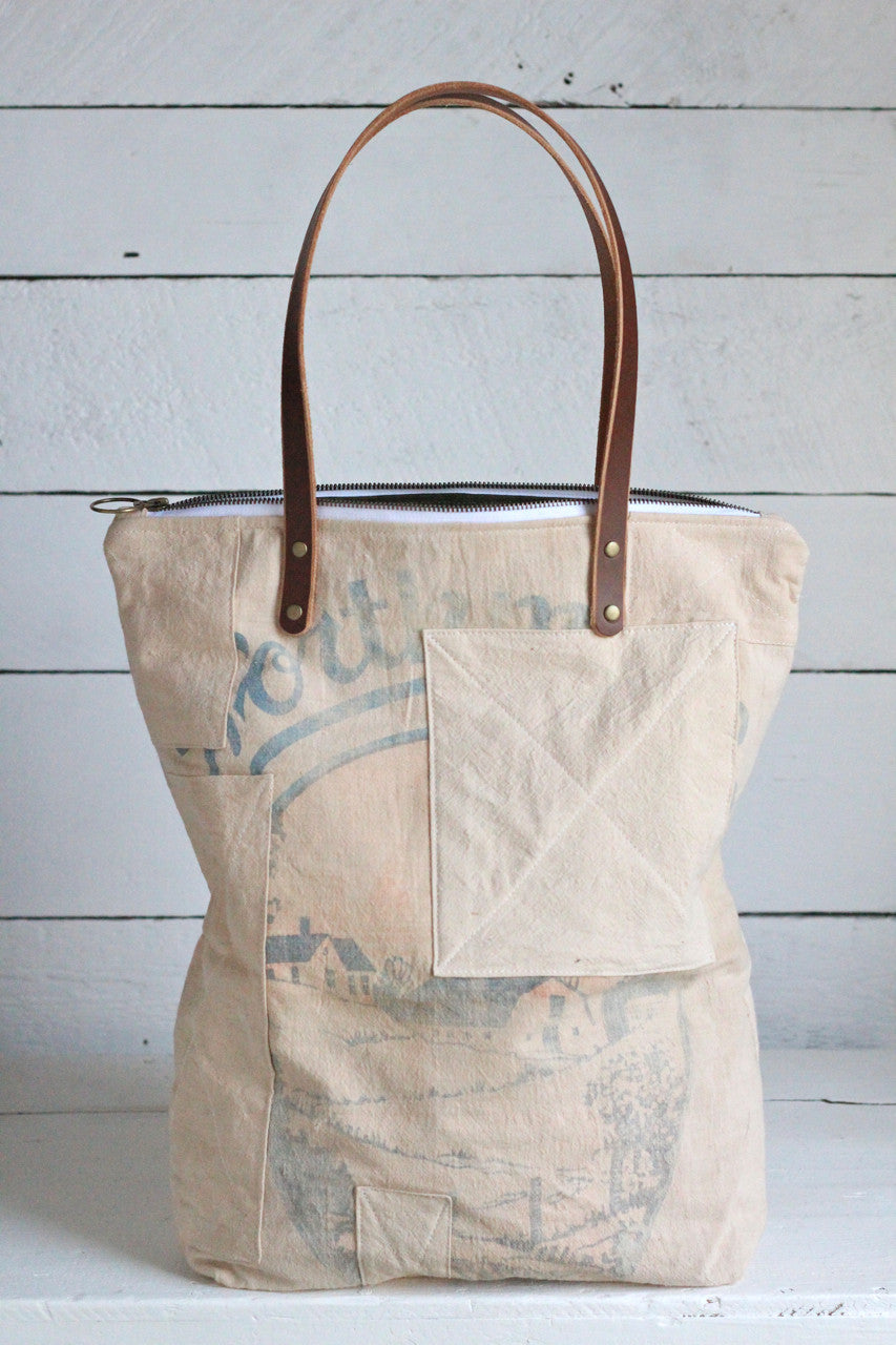 The Rambler Tote / 1940's era Patched Farm Feedsack