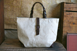 WWII era Canvas & Braided Leather Carryall - SOLD