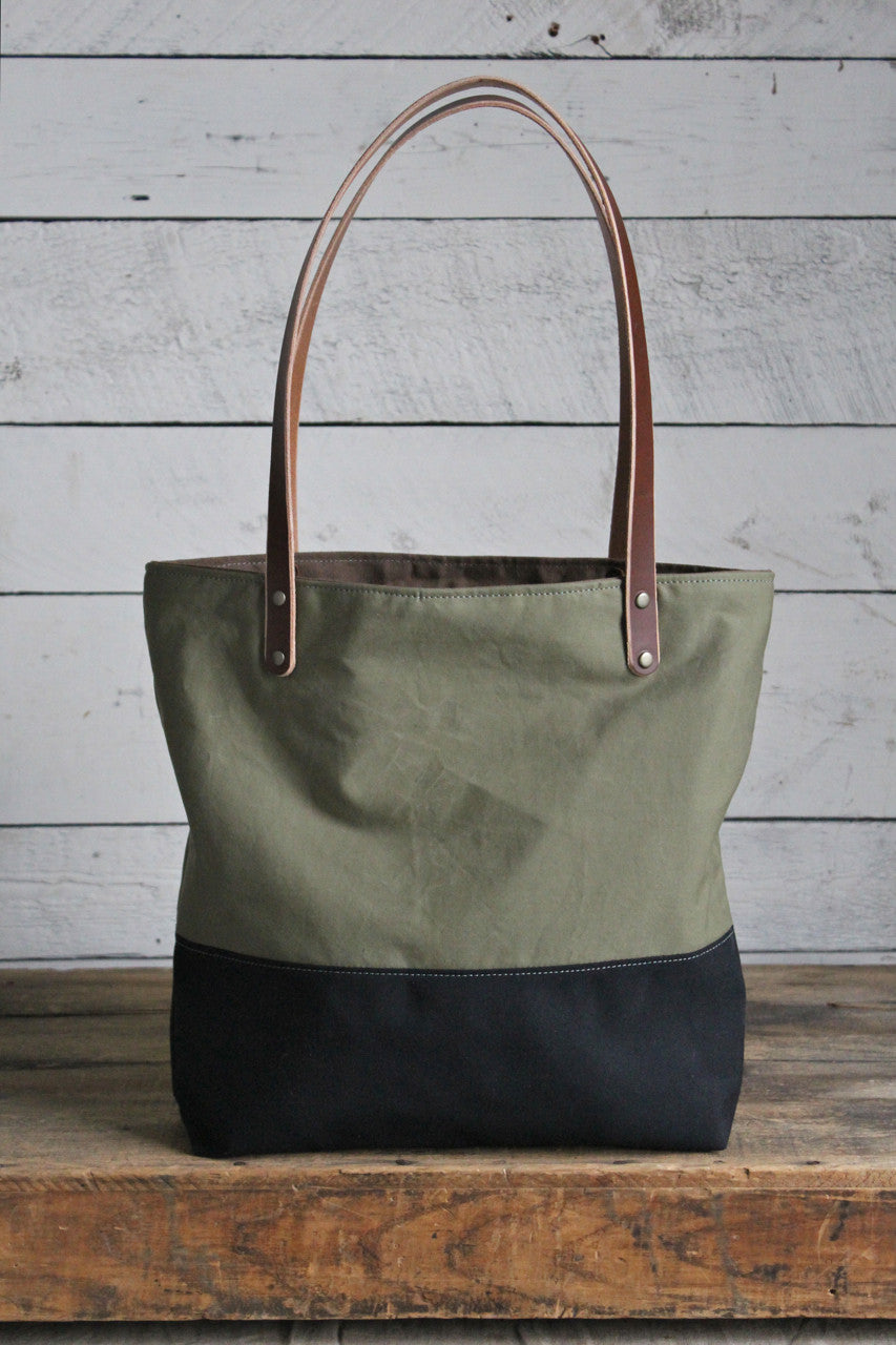WWII era Color Blocked Canvas Tote Bag