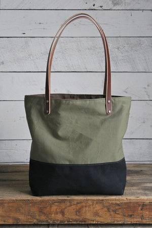 WWII era Color Blocked Canvas Tote Bag