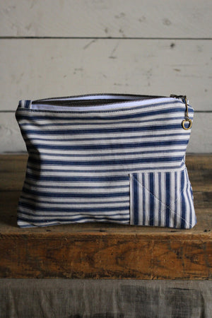 1950's era Ticking Fabric Utility Pouch