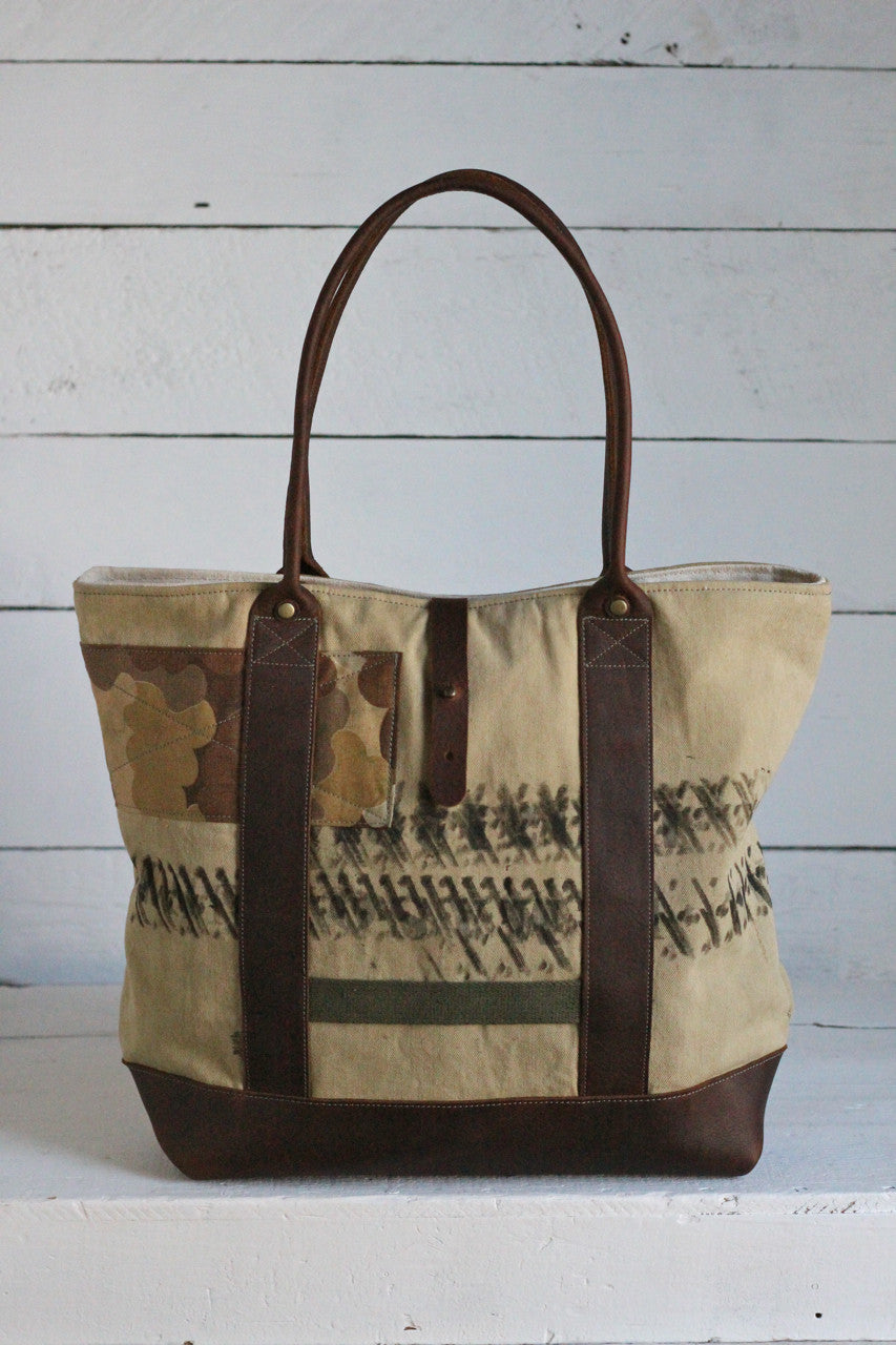 WWII era Canvas & Cloud Camo Carryall