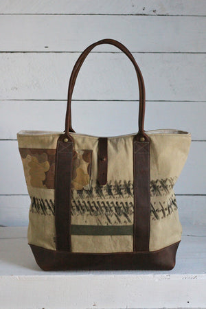 WWII era Canvas & Cloud Camo Carryall