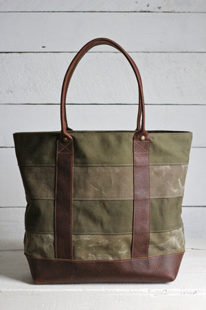 WWII era Striped Canvas Carryall