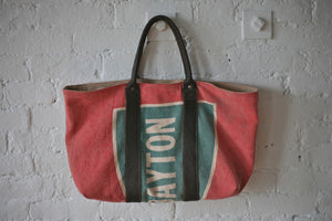 1950's era Cotton and Leather Carryall