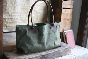 WWII era Canvas and Leather Carryall - SOLD